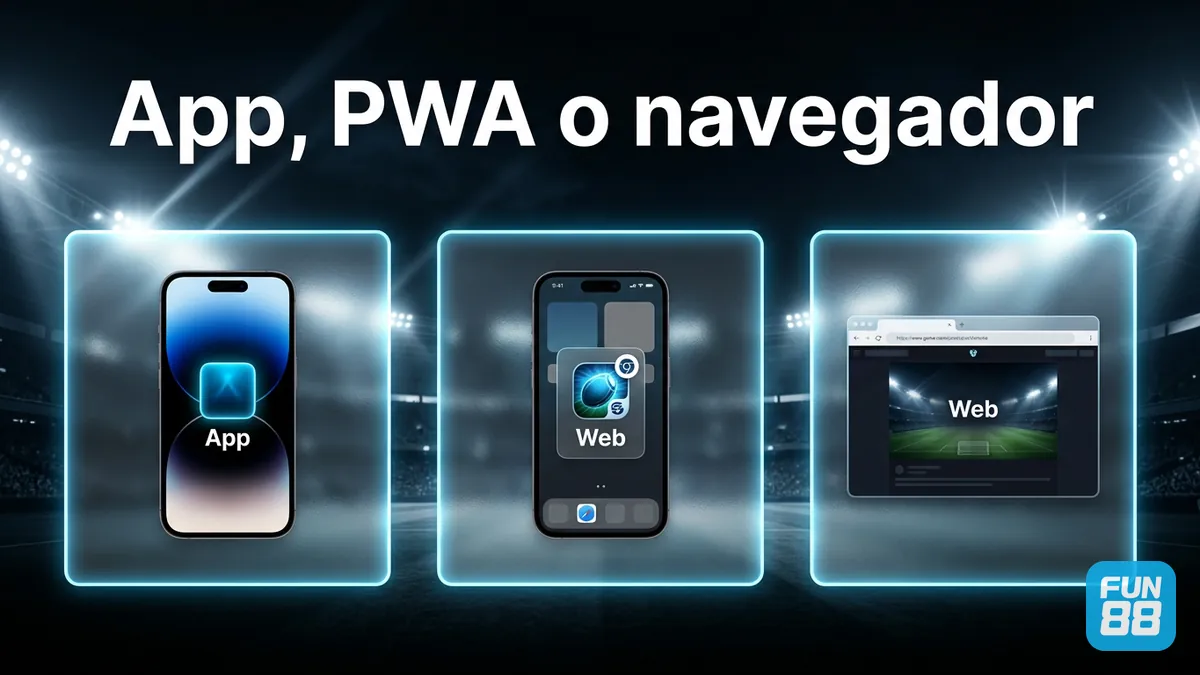 Comparación entre app, PWA y navegador en Fun88 Chile