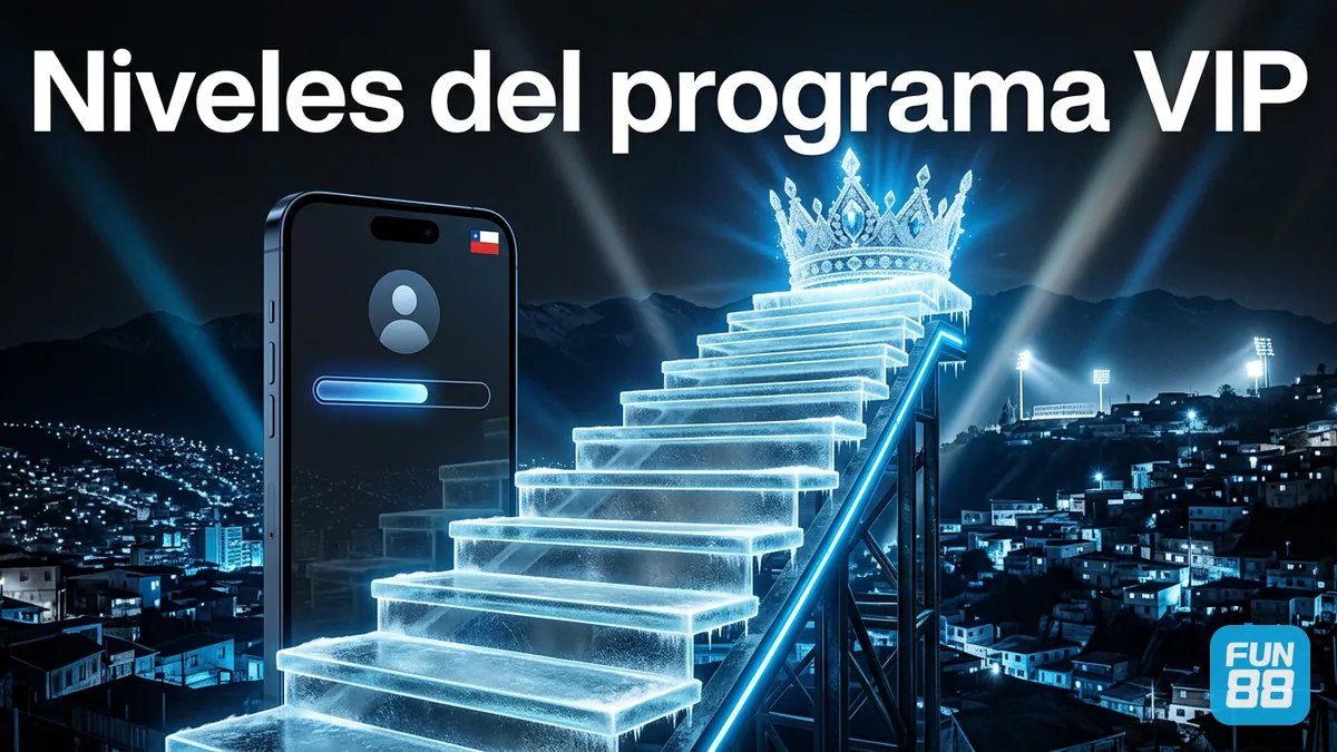 Escalera de niveles del programa VIP de Fun88 en tonos azules