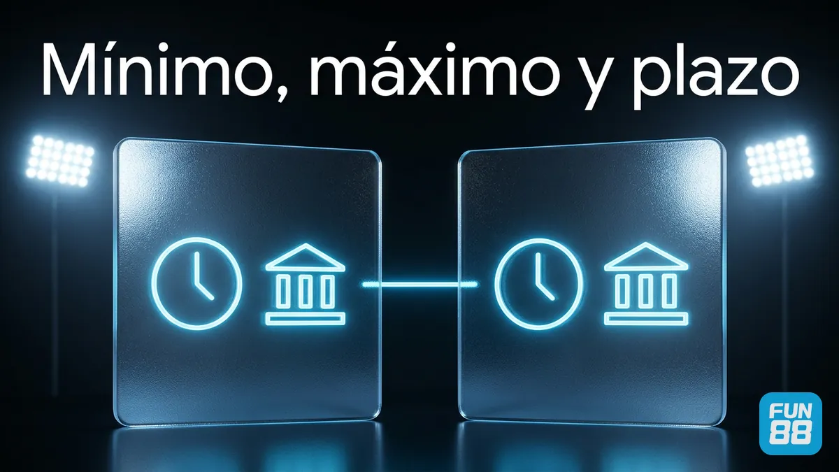 Comparación de cifras de retiro mínimo, máximo y plazo en Fun88 Chile